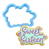 Sweet Sixteen Cookie Cutter | Stamp | Stencil #1 Mom / Dad / Bday / Party Cookie Cutter Lady MINI - 2 Inches (5cm) Cookie Cutter ONLY (Outline) 