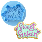 Sweet Sixteen Cookie Cutter | Stamp | Stencil #1 Mom / Dad / Bday / Party Cookie Cutter Lady MINI - 2 Inches (5cm) **BUNDLE** Cutter + Debosser 