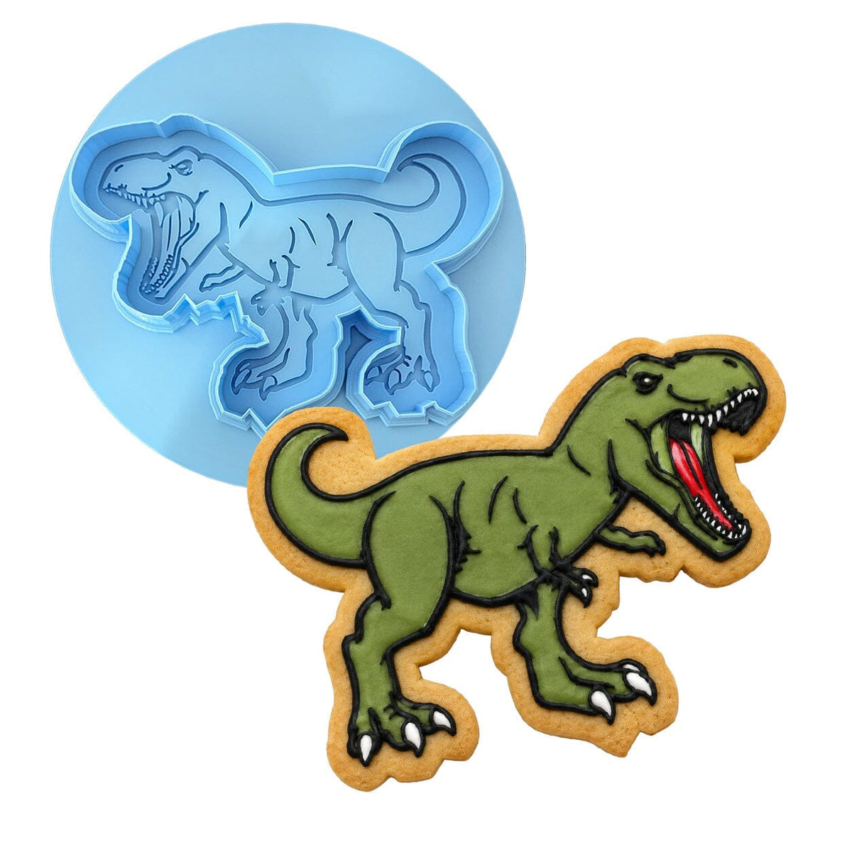 T- Rex Dinosaur Cookie Cutter | Stamp | Stencil #1 Animals & Dinosaurs Cookie Cutter Lady MINI - 2 Inches (5cm) **BUNDLE** Cutter + Debosser 