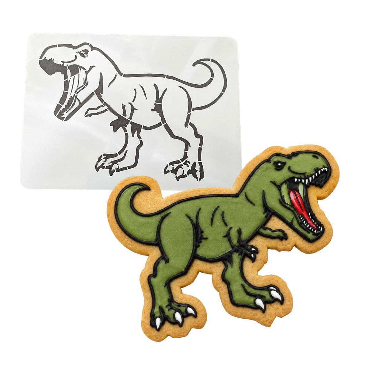T- Rex Dinosaur Cookie Cutter | Stamp | Stencil #1 Animals & Dinosaurs Cookie Cutter Lady MINI - 2 Inches (5cm) Stencil ONLY 