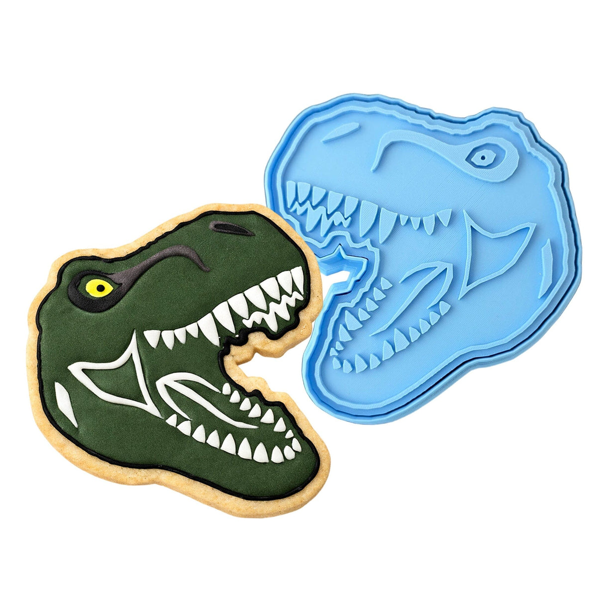 T-Rex Skull Cookie Cutter | Stamp | Stencil #2 Animals & Dinosaurs Cookie Cutter Lady MINI - 2 Inches (5cm) **BUNDLE** Cutter + Stamp 