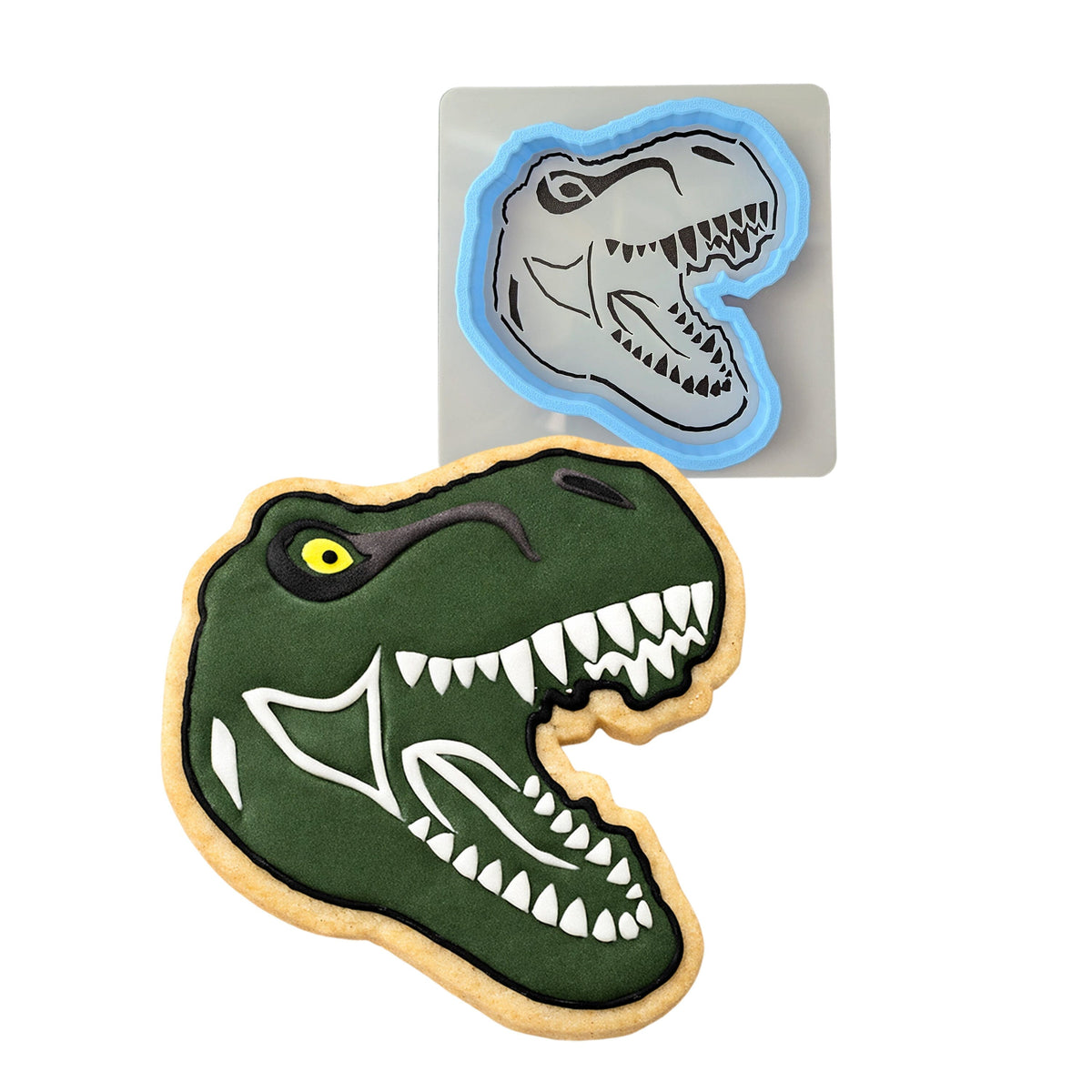 T-Rex Skull Cookie Cutter | Stamp | Stencil #2 Animals & Dinosaurs Cookie Cutter Lady MINI - 2 Inches (5cm) **BUNDLE** Cutter + Stencil 