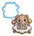 Teddy Bear Baby Bottle Clouds Cookie Cutter | Stamp | Stencil - SHARP EDGES - FAST Shipping - Choose Your Own Size! #1 Cookie Cutter Lady LITTLE - 3 Inches (7.62cm) Cookie Cutter ONLY (Outline) 