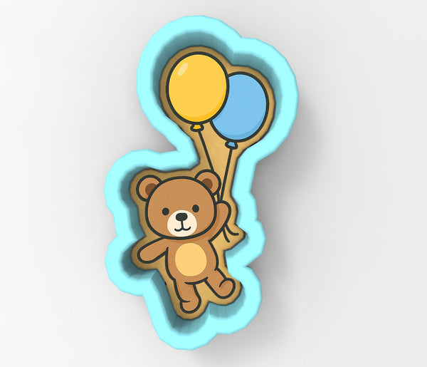 Teddy Bear with Balloons Cookie Cutter | Stamp | Stencil - SHARP EDGES - FAST Shipping - Choose Your Own Size! #1