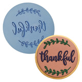 Thankful Cookie Cutter Outline & Stamp #1 Xmas / Winter / NYE Cookie Cutter Lady MINI - 2 Inches (5cm) Debosser ONLY 