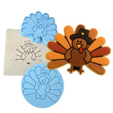 Thanksgiving Pilgrim Turkey Cookie Cutter | Stamp | Stencil #2 Halloween / Fall Cookie Cutter Lady MINI - 2 Inches (5cm) **FULL SET BUNDLE** Cutter + Stamp + Stencil + Debosser **BEST DEAL** 