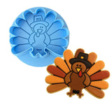 Thanksgiving Pilgrim Turkey Cookie Cutter | Stamp | Stencil #2 Halloween / Fall Cookie Cutter Lady MINI - 2 Inches (5cm) **BUNDLE** Cutter + Debosser 