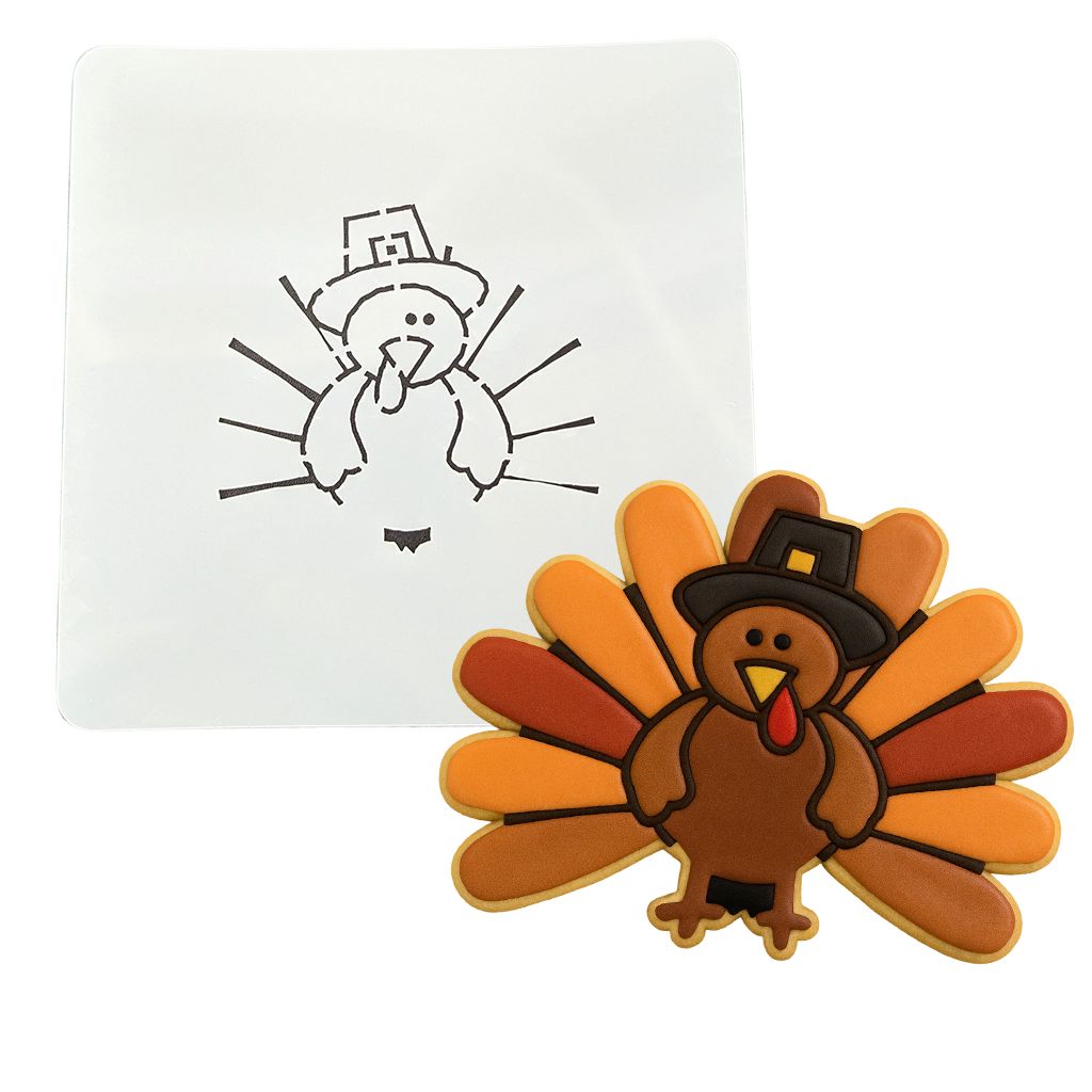 Thanksgiving Pilgrim Turkey Cookie Cutter | Stamp | Stencil #2 Halloween / Fall Cookie Cutter Lady MINI - 2 Inches (5cm) Stencil ONLY 