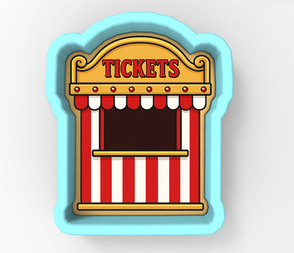 a picture of a ticket booth on a white background