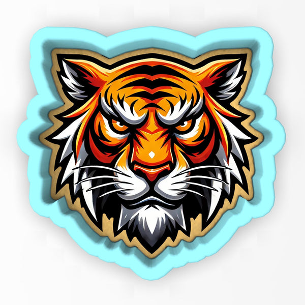 a picture of a tiger's face on a white background