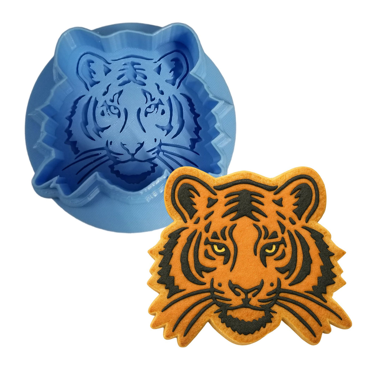 Tiger Face Cookie Cutter | Stamp | Stencil #2 Animals & Dinosaurs Cookie Cutter Lady MINI - 2 Inches (5cm) **BUNDLE** Cutter + Debosser 