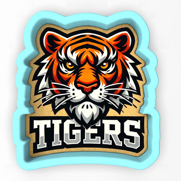 a close up of a tiger face on a white background