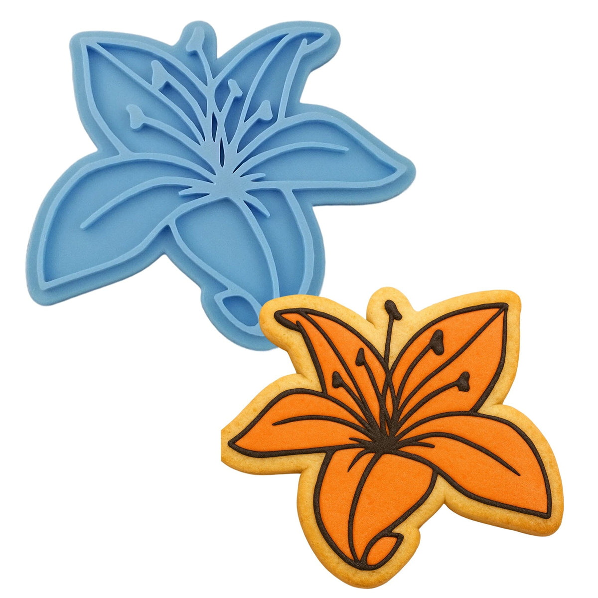 Tiger Lily Cookie Cutter | Stamp | Stencil #1 Animals & Dinosaurs Cookie Cutter Lady MINI - 2 Inches (5cm) Stamp ONLY 