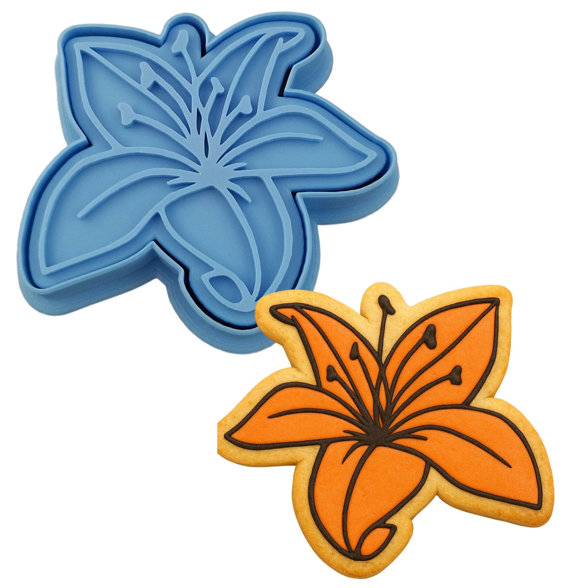 Tiger Lily Cookie Cutter | Stamp | Stencil #1 Animals & Dinosaurs Cookie Cutter Lady MINI - 2 Inches (5cm) **BUNDLE** Cutter + Stamp 