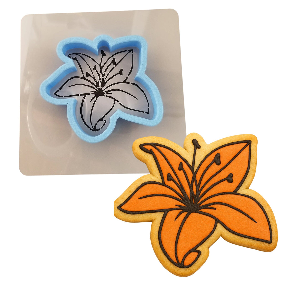 Tiger Lily Cookie Cutter | Stamp | Stencil #1 Animals & Dinosaurs Cookie Cutter Lady MINI - 2 Inches (5cm) **BUNDLE** Cutter + Stencil 