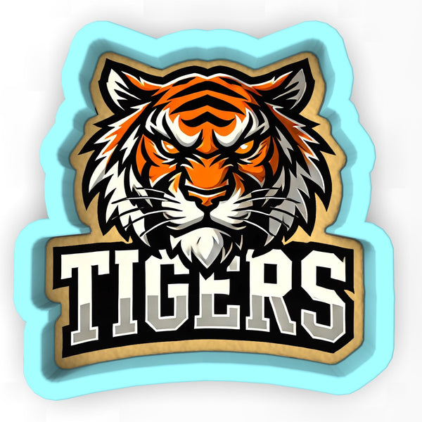 a tiger head with the word tigers on it