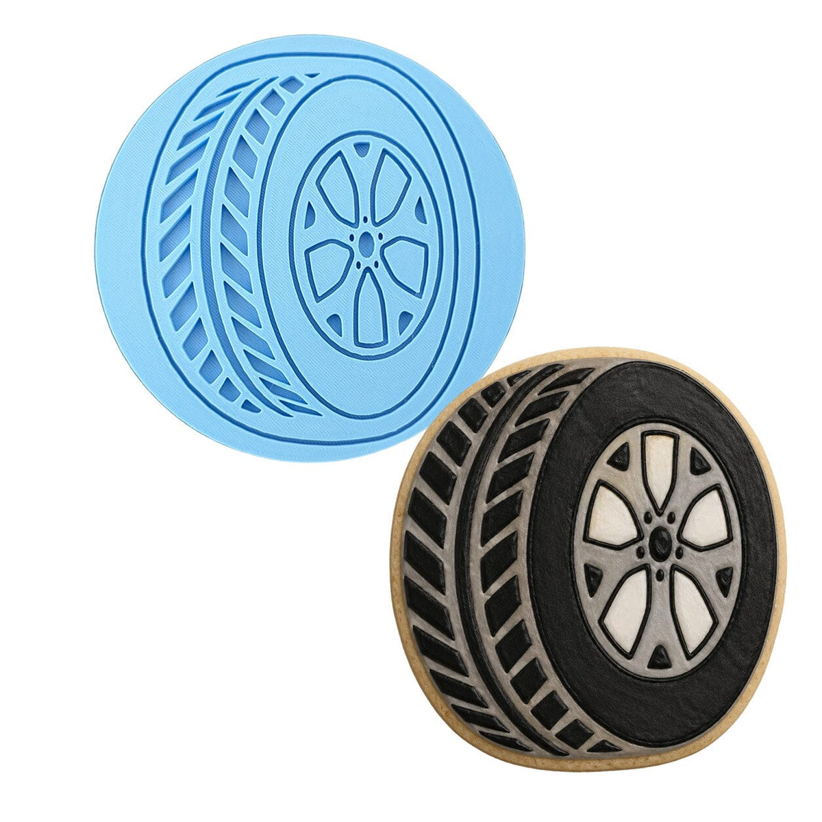 Tire Cookie Cutter | Stamp | Stencil #1 Comic Book / Vehicles Cookie Cutter Lady MINI - 2 Inches (5cm) Debosser ONLY 