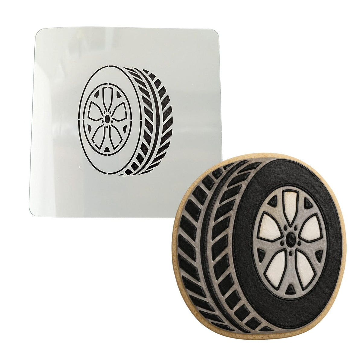 Tire Cookie Cutter | Stamp | Stencil #1 Comic Book / Vehicles Cookie Cutter Lady MINI - 2 Inches (5cm) Stencil ONLY 