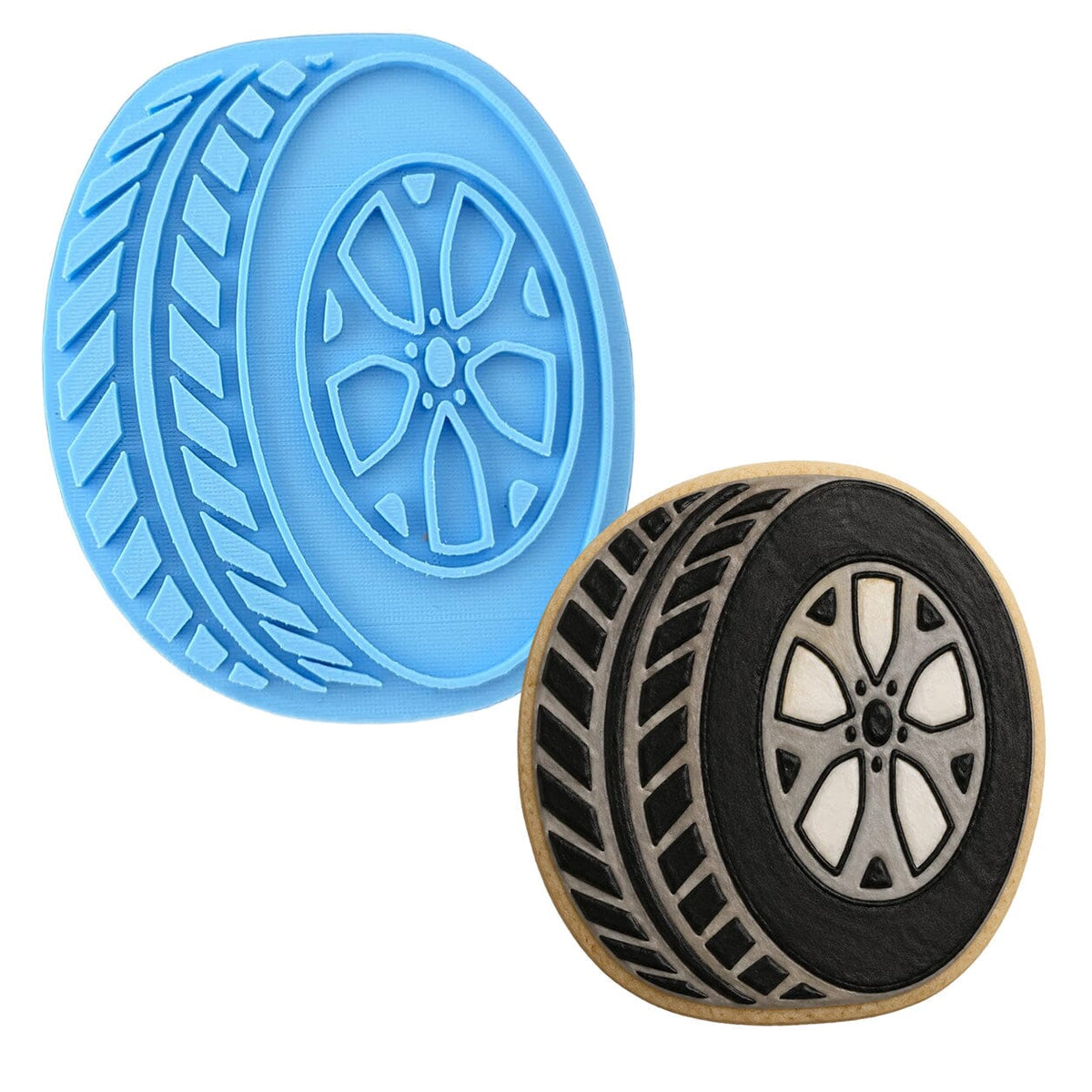Tire Cookie Cutter | Stamp | Stencil #1 Comic Book / Vehicles Cookie Cutter Lady MINI - 2 Inches (5cm) Stamp ONLY 