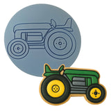 Tractor Cookie Cutter Outline & Stamp Comic Book / Vehicles Cookie Cutter Lady MINI - 2 Inches (5cm) Debosser ONLY 