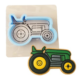 Tractor Cookie Cutter Outline & Stamp Comic Book / Vehicles Cookie Cutter Lady MINI - 2 Inches (5cm) **BUNDLE** Cutter + Stencil 