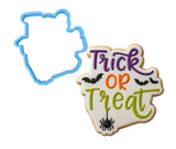 Trick or Treat Cookie Cutter Outline & Stamp #2 Halloween / Fall Cookie Cutter Lady MINI - 2 Inches (5cm) Cookie Cutter ONLY (Outline) 