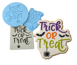 Trick or Treat Cookie Cutter Outline & Stamp #2 Halloween / Fall Cookie Cutter Lady MINI - 2 Inches (5cm) **FULL SET BUNDLE** Cutter + Stamp + Stencil + Debosser **BEST DEAL** 