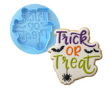 Trick or Treat Cookie Cutter Outline & Stamp #2 Halloween / Fall Cookie Cutter Lady MINI - 2 Inches (5cm) **BUNDLE** Cutter + Debosser 