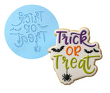 Trick or Treat Cookie Cutter Outline & Stamp #2 Halloween / Fall Cookie Cutter Lady MINI - 2 Inches (5cm) Debosser ONLY 