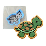 Turtle Cookie Cutter | Stamp | Stencil #1 Beach / Summer Cookie Cutter Lady MINI - 2 Inches (5cm) **BUNDLE** Cutter + Stencil 