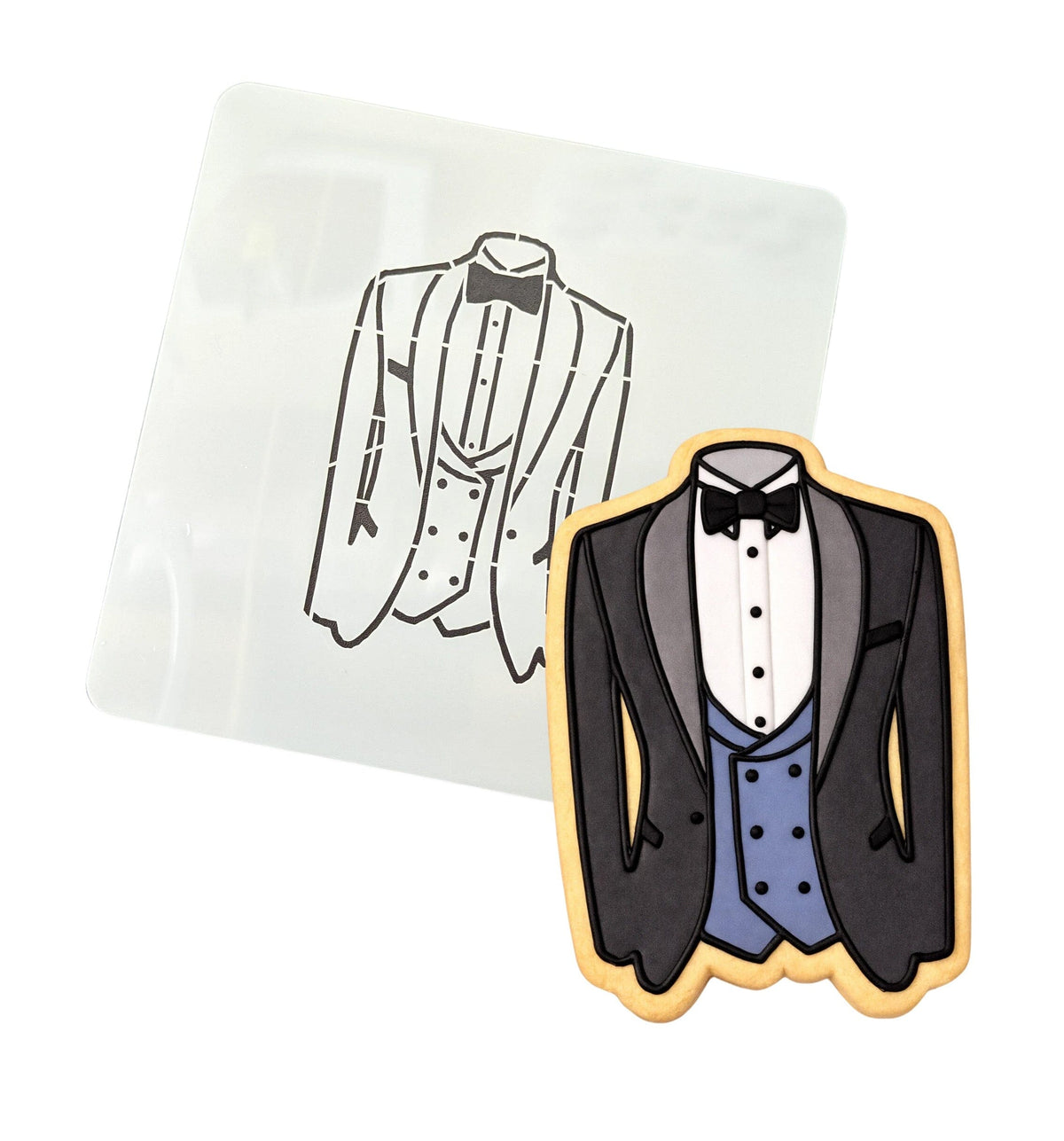 Tuxedo Cookie Cutter | Stamp | Stencil #4 Wedding / Baby / V Day Cookie Cutter Lady MINI - 2 Inches (5cm) Stencil ONLY 