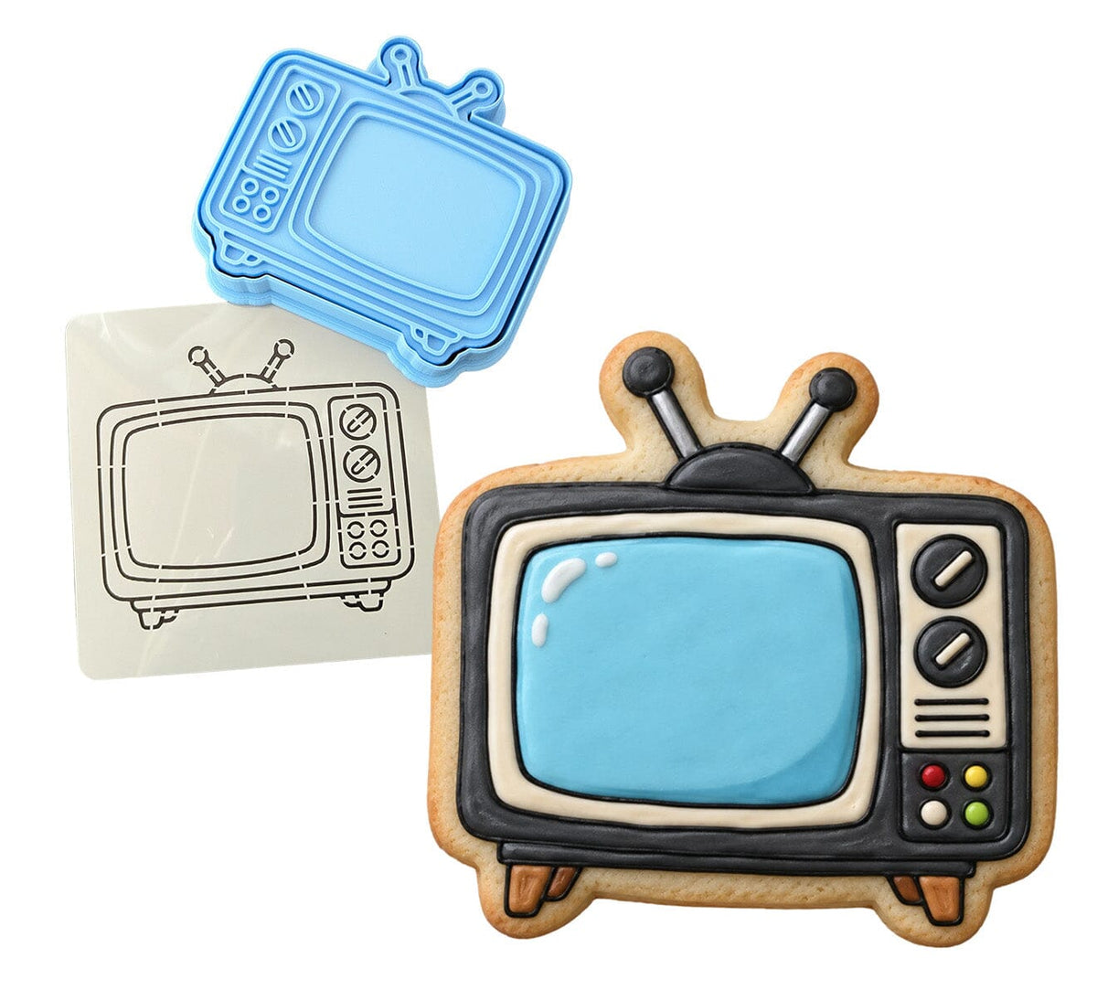 Tv Old Style 1 Cookie Cutter | Stamp | Stencil - SHARP EDGES - FAST Shipping - Choose Your Own Size! #1 Cookie Cutter Lady LITTLE - 3 Inches (7.62cm) **BUNDLE** Cutter + Stamp + Stencil 