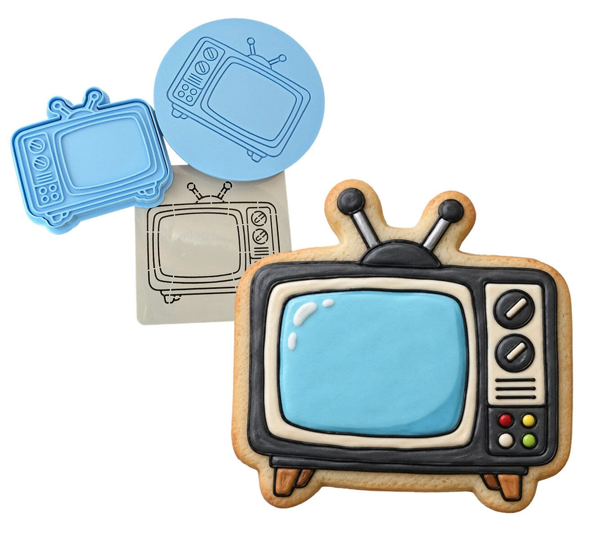 Tv Old Style 1 Cookie Cutter | Stamp | Stencil - SHARP EDGES - FAST Shipping - Choose Your Own Size! #1 Cookie Cutter Lady LITTLE - 3 Inches (7.62cm) **FULL SET BUNDLE** Cutter + Stamp + Stencil + Debosser **BEST DEAL** 