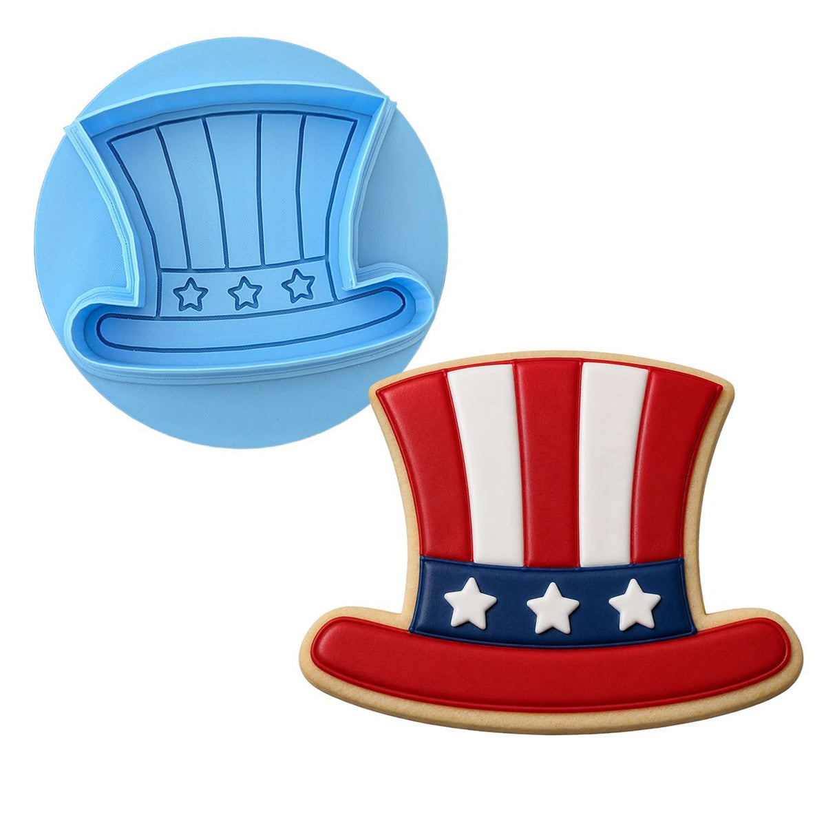 Uncle Sam's Hat Cookie Cutter Outline & Stamp 1 St Pats / July 4th Cookie Cutter Lady MINI - 2 Inches (5cm) **BUNDLE** Cutter + Debosser 