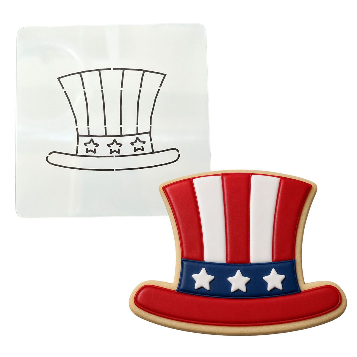 Uncle Sam's Hat Cookie Cutter Outline & Stamp 1 St Pats / July 4th Cookie Cutter Lady MINI - 2 Inches (5cm) Stencil ONLY 