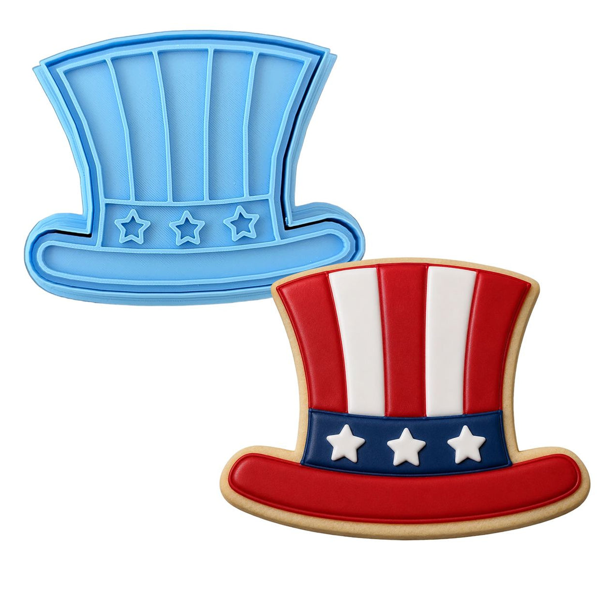 Uncle Sam's Hat Cookie Cutter Outline & Stamp 1 St Pats / July 4th Cookie Cutter Lady MINI - 2 Inches (5cm) **BUNDLE** Cutter + Stamp 