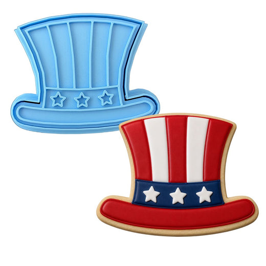Uncle Sam's Hat Cookie Cutter Outline & Stamp 1 St Pats / July 4th Cookie Cutter Lady MINI - 2 Inches (5cm) **BUNDLE** Cutter + Stamp 
