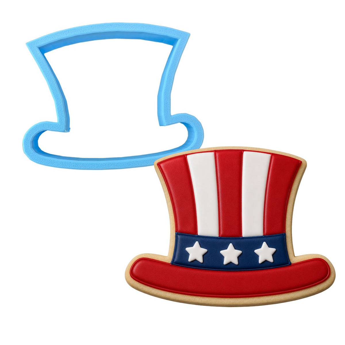 Uncle Sam's Hat Cookie Cutter Outline & Stamp 1 St Pats / July 4th Cookie Cutter Lady MINI - 2 Inches (5cm) Cookie Cutter ONLY (Outline) 