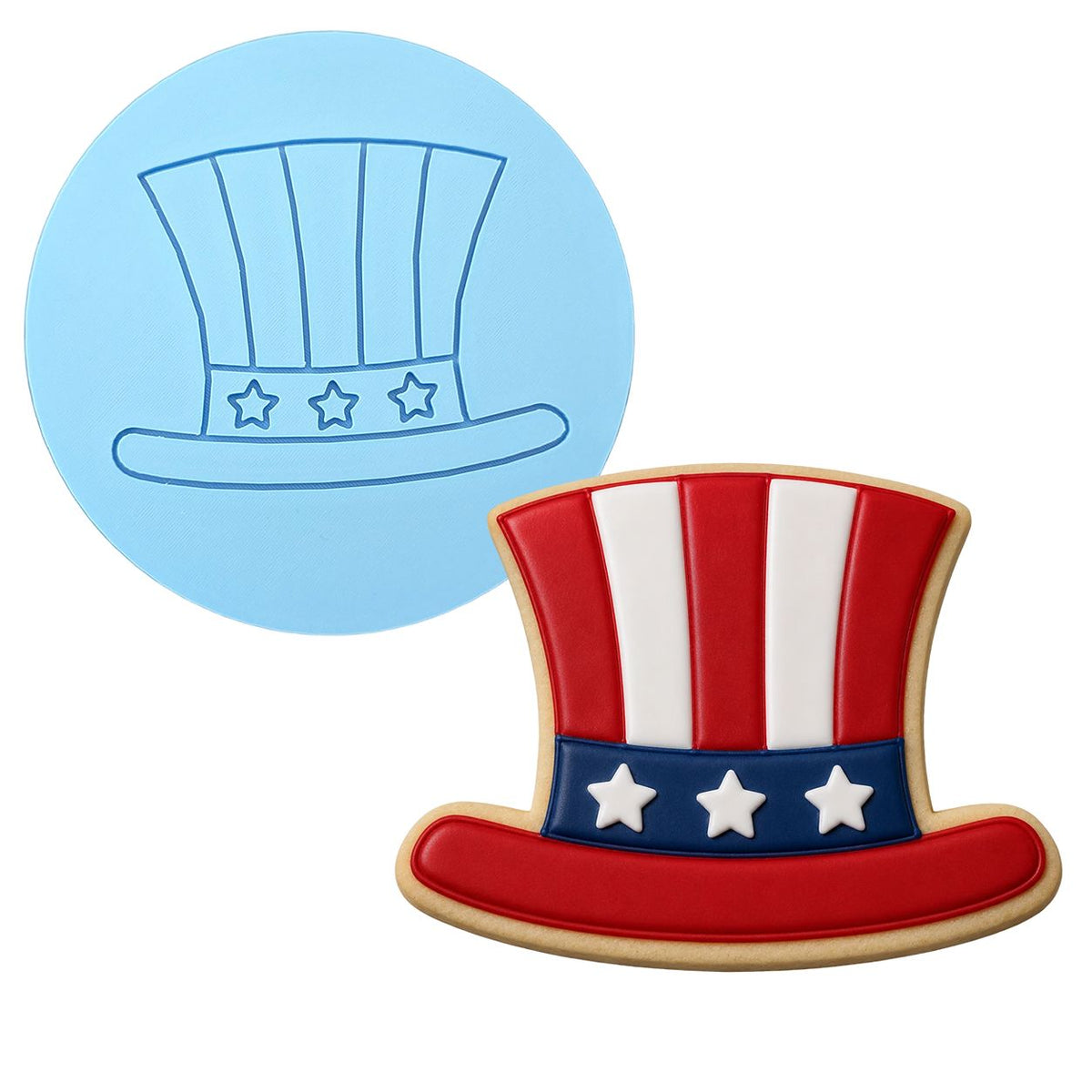 Uncle Sam's Hat Cookie Cutter Outline & Stamp 1 St Pats / July 4th Cookie Cutter Lady MINI - 2 Inches (5cm) Debosser ONLY 