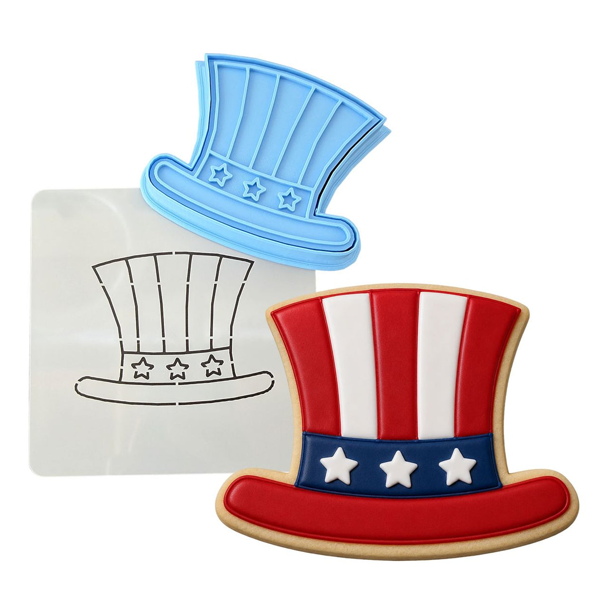 Uncle Sam's Hat Cookie Cutter Outline & Stamp 1 St Pats / July 4th Cookie Cutter Lady 