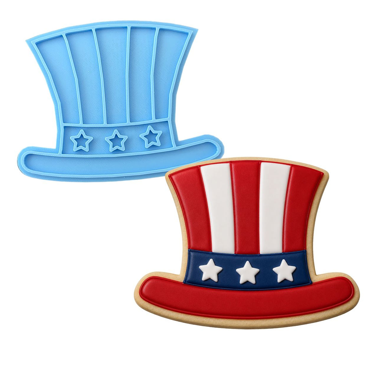 Uncle Sam's Hat Cookie Cutter Outline & Stamp 1 St Pats / July 4th Cookie Cutter Lady MINI - 2 Inches (5cm) Stamp ONLY 