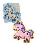 Unicorn Body Cookie Cutter | Stamp | Stencil #4 Animals & Dinosaurs Cookie Cutter Lady MINI - 2 Inches (5cm) **BUNDLE** Cutter + Stencil 