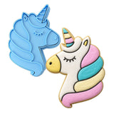 Unicorn Face Cookie Cutter Stamp & Outline #3 Wedding / Baby / V Day Cookie Cutter Lady MINI - 2 Inches (5cm) **BUNDLE** Cutter + Stamp 