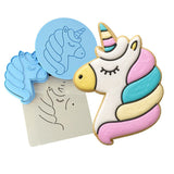 Unicorn Face Cookie Cutter Stamp & Outline #3 Wedding / Baby / V Day Cookie Cutter Lady 
