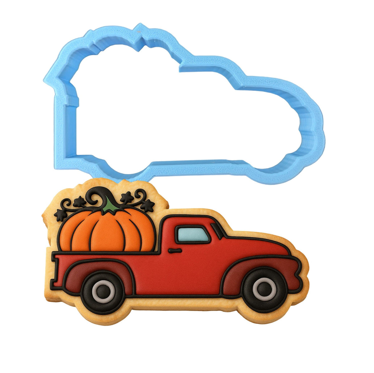 Vintage Truck with Pumpkin Cookie Cutter | Stamp | Stencil #1 Halloween / Fall Cookie Cutter Lady MINI - 2 Inches (5cm) Cookie Cutter ONLY (Outline) 