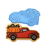 Vintage Truck with Pumpkin Cookie Cutter | Stamp | Stencil #1 Halloween / Fall Cookie Cutter Lady MINI - 2 Inches (5cm) **BUNDLE** Cutter + Stamp 