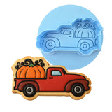 Vintage Truck with Pumpkin Cookie Cutter | Stamp | Stencil #1 Halloween / Fall Cookie Cutter Lady MINI - 2 Inches (5cm) **BUNDLE** Cutter + Debosser 