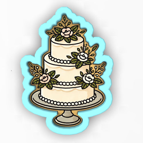 Wedding Cake 3 Roses Tier Cookie Cutter | Stamp | Stencil - SHARP EDGES - FAST Shipping - Choose Your Own Size! #1