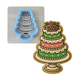 Wedding Cake Flower 3 Tier Cookie Cutter | Stamp | Stencil - SHARP EDGES - FAST Shipping - Choose Your Own Size! #1 Cookie Cutter Lady LITTLE - 3 Inches (7.62cm) **BUNDLE** Cutter + Stencil 