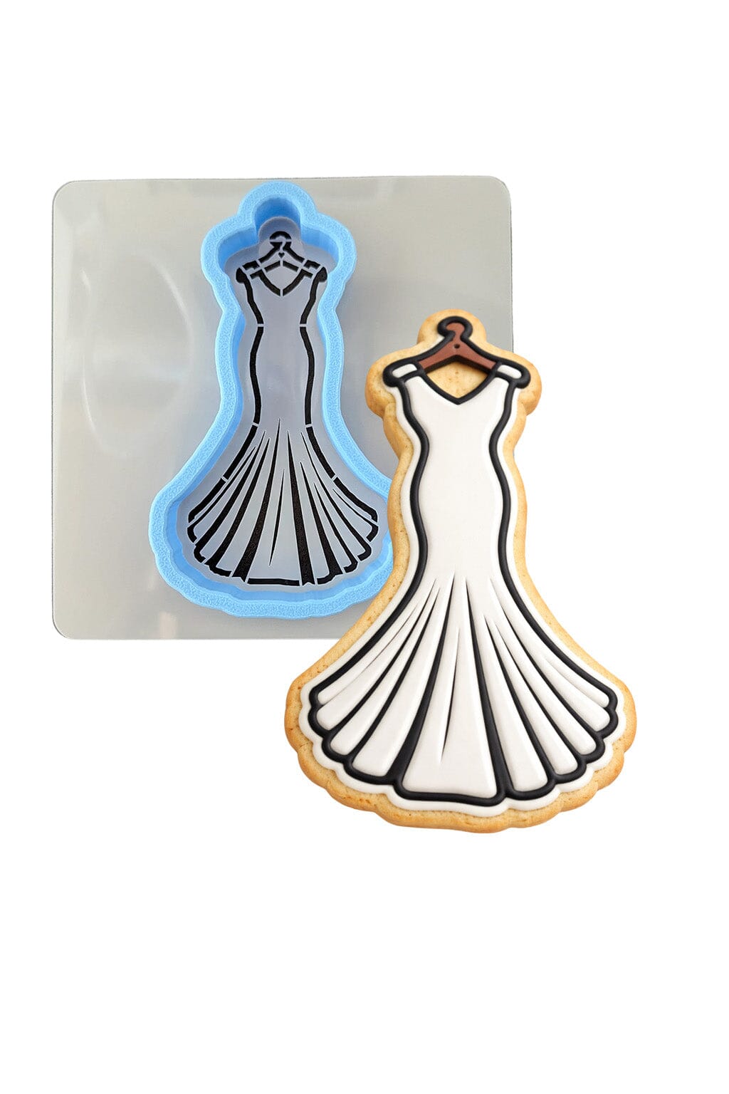 Wedding Dress Cookie Cutter | Stamp | Stencil #2 Wedding / Baby / V Day Cookie Cutter Lady MINI - 2 Inches (5cm) **BUNDLE** Cutter + Stencil 